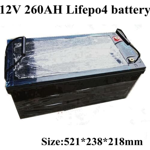 Waterproof Lifepo4 12V 260AH Lithium Battery 100A BMS 4S 12.8V for Caravan Inverter UPS Convertor Solar EV +10A Charger