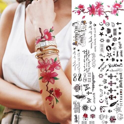Unique Plum Flower Temporary Tattoos Forearm For Women Kids Child Cartoon Quotes Infinity Fake Face Tattoo Small Tatoos Kits