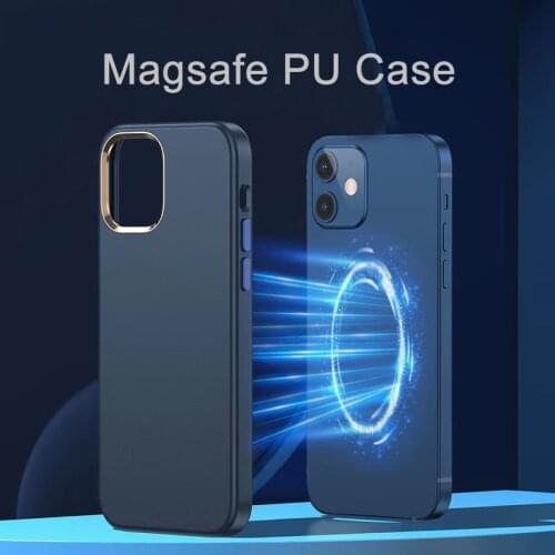 Premum PU Leather Back Cover for iPhone 12 Pro Max Mini 5.4 6.1 6.7 Inches Protective Soft Magnet for Case Magsafe