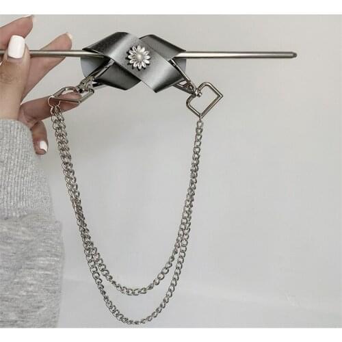 FFLACELL2021 New Fashion Korean Hairpin Simple Bow Chain Hairpin INS Punk Hip Hop Creative Trend Headdress For Women Girls