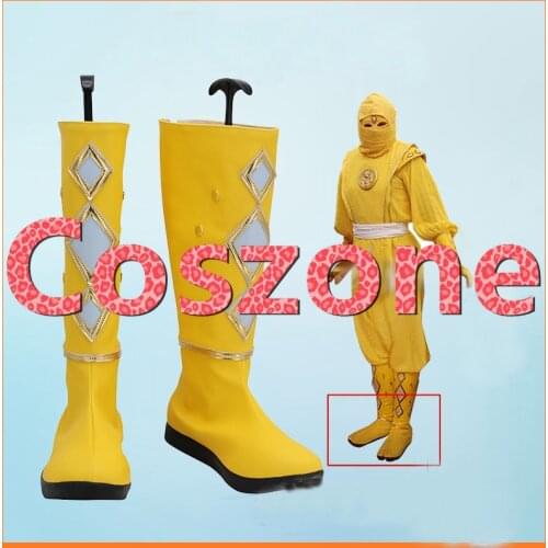 Super Sentai Yellow Ninja Cosplay Shoes Boots Halloween Carnival Cosplay Costume Accessories