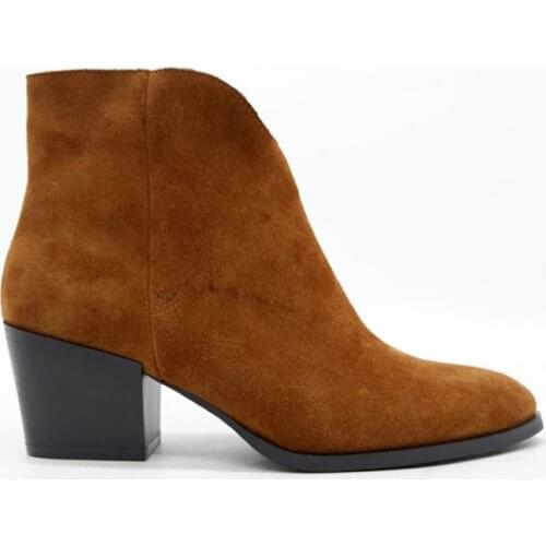 Spring autumn and winter womens high-heeled short boots new versatile pointed thick heel Martin boots zipper side middle heel