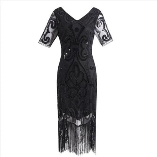 Plus size Womens Fashion 1920s Flapper Dress Vintage Great Gatsby Charleston Sequin Tassel 20s Party Dress