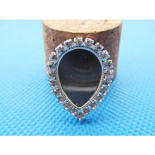 100pcs White Rhinestone Flatback Copper Raindrop Pendant Charm Finding,Base Setting Tray Bezel,fit 13mmx18mm Cabochon Cameo