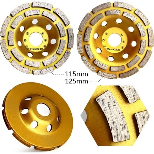 115mm/125mm*22mm Double-Row Diamond Cup Grinding Wheel Cup Cutting Disc Turbo Row Concrete Grinding Wheel Disc for Angle Grinder