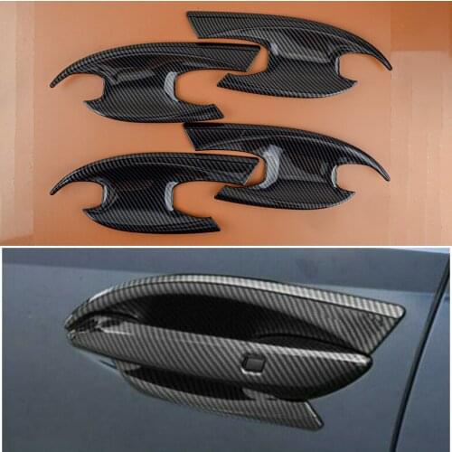 4Pcs Car ABS Outer Door Handle Bowl Cup Cover Trim Carbon Fiber Style Styling Fit for Hyundai Sonata 2020 2021