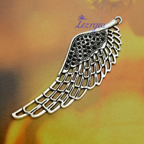 5pcs/lot--26x74mm, Antique silver plated wing charms,DIY supplies,Jewelry accessories