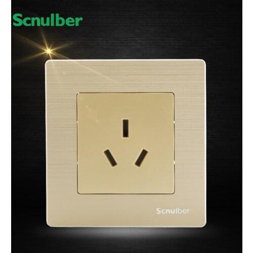 86mm AU standard luxury champagne PE 3pin 16A 3 poles metal wall switch socket