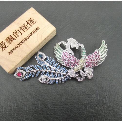 APDGG 35x75mm Cubic Zirconia micro Phenix bird Connectors For Necklace Pendant Jewelry DIY