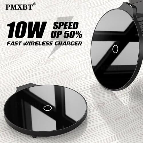Qi Wireless Charger Pad 10W Fast Charging For Samsung Huawei Glass Mirror USB Wireless Charger for iphone 11 Pro X XS 8 Charge