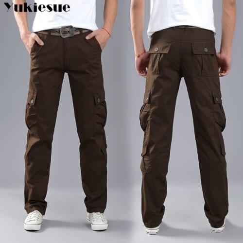 CARGO PANTS Overalls Male Mens Army Clothing TACTICAL PANTS Work Wear streetwear Many Pocket Combat Army Style Straight Trousers