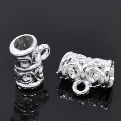 DoreenBeads 100PCs Silver color Pattern Tube Spacers Beads Bail 11x5mm (B03077), yiwu