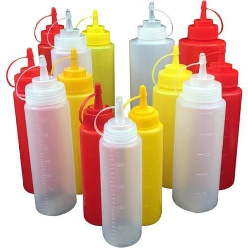 Condiment Squeeze Bottles Twist On Cap Sauce Squirt With Lids Ketchup Mustard Mayo Hot Sauces Olive Oil Bottles Kitchen Gadget