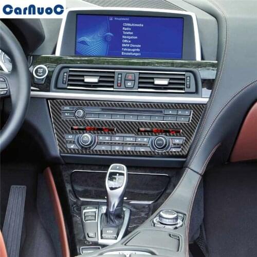 For BMW 6 Series F12 F13 Coupe Covertible 2011-2018 Car Center Console CD Panel Trim Carbon Fiber Sticker Styling Accessories