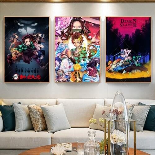 Home Decor Nordic Prints Poster Modular Anime Demon Slayer Kimetsu Yaiba Wall Art Canvas Painting Boys Room Living Room Pictures