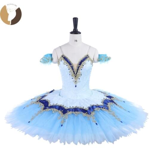 FLTOTURE Girl Classical Professional Ballet Tutu Sky Blue Pancake Blue Bird Ballet Variation Custom Made Paquita Stage Costumes