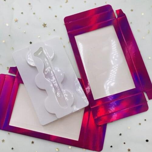Holographic lashes box purple color pretty good selling high quality 3 pairs lash box