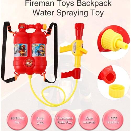 Fireman Toys Backpack Water Spraying Toy Extinguisher with Nozzle and Tank Set Children Outdoor Water Beach Toy for Kids Gifts