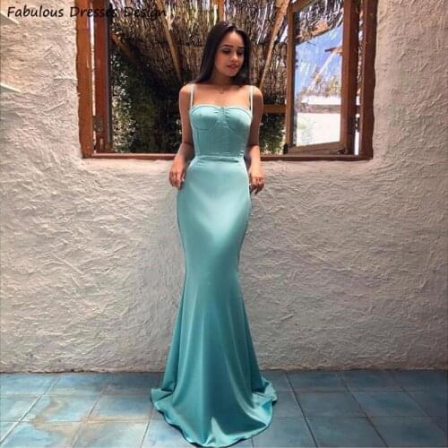 Gracefully Mermaid Prom Dress 2021 Long Formal Satin Dresses Woman Party Night Spaghetti Strap Evening Gowns Robe de soiree