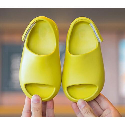 Summer Children Girls Boys Soild Beach Slipper Sandals For Kids Boys Girls Water Shoe EVA Hook & Loop Strip Outdoor Baby Sandals