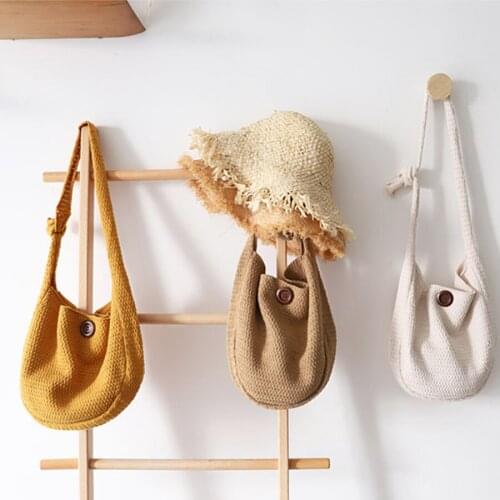 Fashion Soft Cotton Women Handbags High Capacity Tote Bohemian Crossbody Bags Handmade Knitted Woven Beach Bags