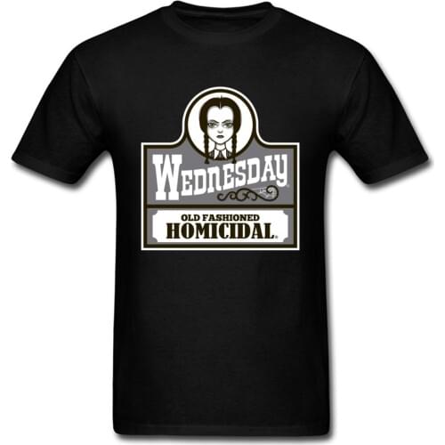 Wednesday Addams Wendys Inspired Old Fashioned Homicidal Tshirt Men T Shirt Black T-shirt Cotton Tops Tees Woman Clothes