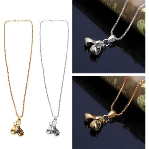 Masculine Punk Stainless Steel Tyson Boxing Glove Chain Pendant Necklace Fitness