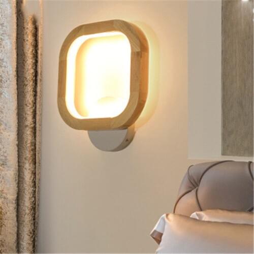 Nordic Style Bedroom Bedside LED Wall Lamp Personality Living Room Stairway Aisle Lights Study Coffee Shop Log Wall Light