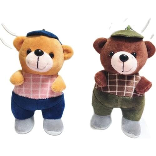 Wholesale 20pcs/lot 12cm cute Gentleman bear doll Plush toy keychain small bag Pendants gifts for chilren