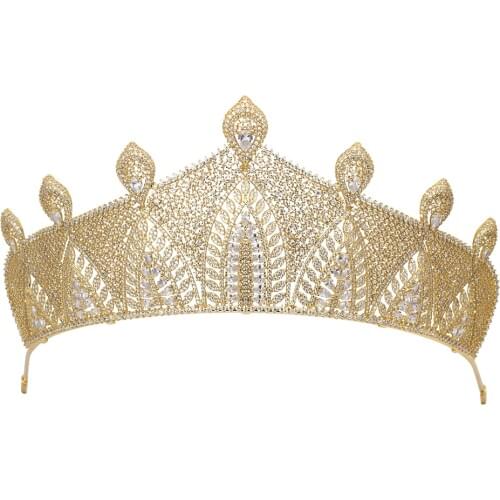 Tirim Full Crystal Crowns Cubic Ziron Tiaras Zirconia Headband for Girls or Women Dubai Birthday Party Wedding Prom Bridal