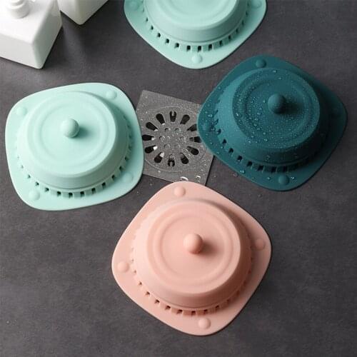 Sink Hair Stopper Strainer Silicone 2-in-1 Basin Bathtub Strainer Bathroom Kitchen Prevent Odor Floor Sewer Drain Cover