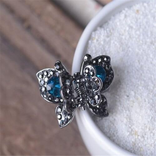Vintage Bride Hair Wedding Accessories Butterfly Hair Claws Metal Crab Clip Women Rhinestone Crystal Hair Clip Hair Ornaments