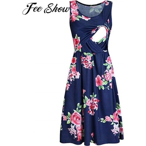 XXL Summer Pregnant Women Dress Maternity Breast Feeding Clothes Floral Tunic Breastfeeding Dress Pregnancy Midi Nursing Dresses