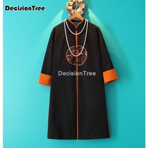 2021 elegant black lady qipao vintage mandarin collar chinese dress classic solid vintage cheongsam full sleeve vestidos robe