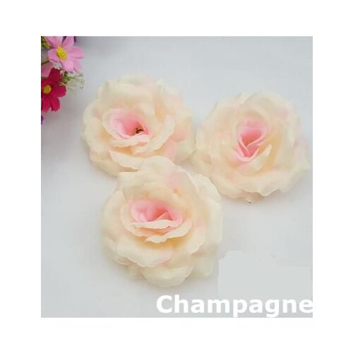 10PCS Champagne Silk Artificial Roses Flower Head for Wedding Christmas Birthday Party New Year Festival Decoration Fake Flowers