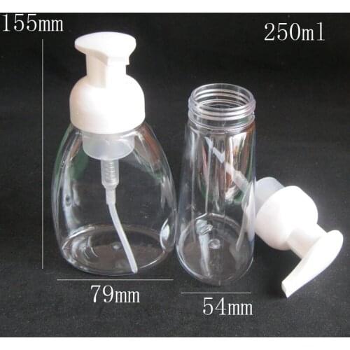12pcs 250ml 300ml Clear Disposable Disinfectant Bottle Hand Wash Gel Bottle Press Plastic Bottle White Pump Head Empty Container