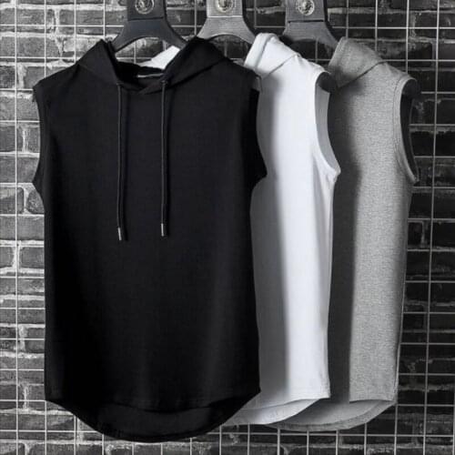 2021 Mens sleeveless T-shirts fashion loose hoodie cotton sports vest muscle guys sleeveless vest Undershirt SIZE M-3XL