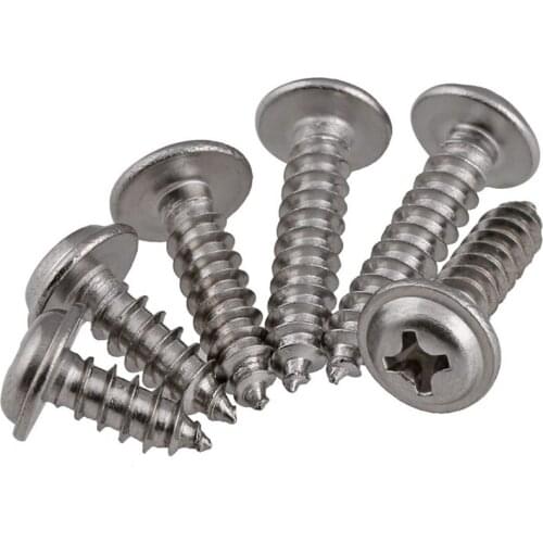 30-100pcs 304 Stainless Steel Phillips Round Washer Head Self Tapping Screws M2 M2.3 M2.6 M3 M4