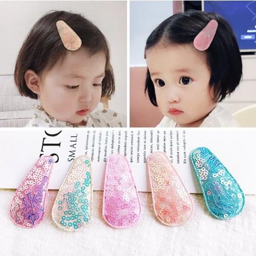 2019 New Arrival 5 Pcs Allow Children Shiny Sequin Cotton Water Drop Hairgrips Baby Hairpins Girls Hair Accessories Hair Clip