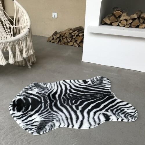 60x90cm Washable Zebra Animal Stripe Printed Carpet For Home Bedroom Living Room Non-slip Bay Window Balcony Floor Mats