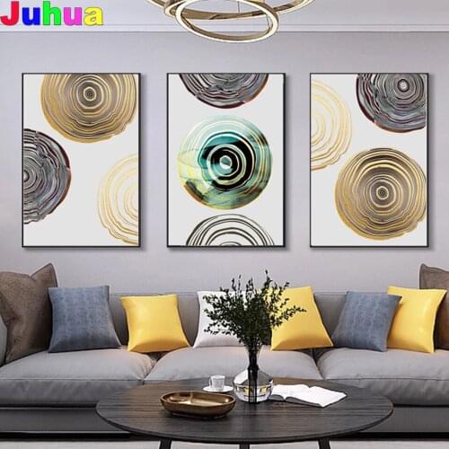 Abstract Minimalist diy Diamond Painting full drill Nordic Golden Green Annual ring diamond embroidey mosaic art home decor