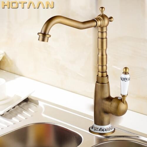 Free shipping Kitchen Faucet Antique Brass Swivel Bathroom Basin Sink Mixer Tap Crane,torneira YT-6043