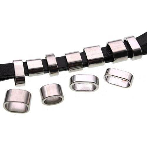 10pcs Stainless Steel Metal Big Hole Tube Spacer Beads for Jewelry Making Fit Charm Leather Bracelet DIY Handmade Findings