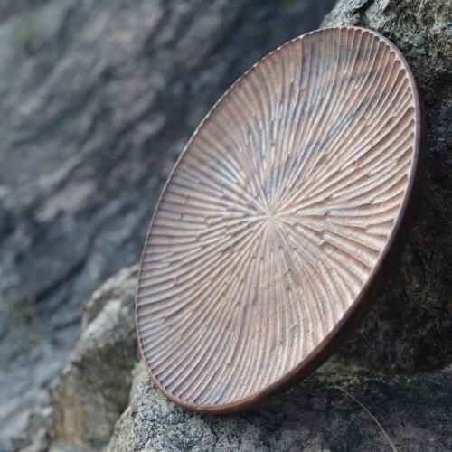 Black walnut tea dish solid wood hand-made pot carved tea dish fruit dish nut dish