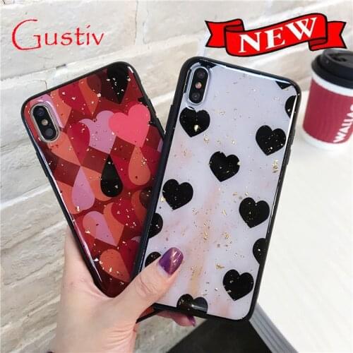 Luxury heart glitter case For iPhone 12 Mini 11 pro XS Max XR X 8 7 6 Plus SE 2020 Bling Sequin Gold Foil Epoxy case Fundas