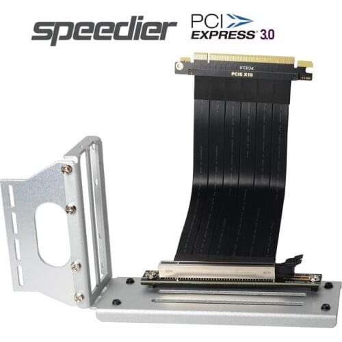 Black Built-in Graphics Card Riser Cable RTX GTX GPU PCI Express 3.0 x16 To x16 Flexible Flat Cable 90 Degree With Vertical Kit