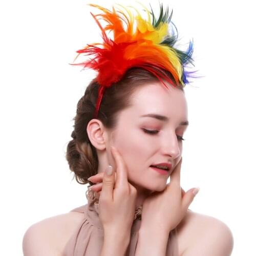 Colorful feather headdress Halloween headband Party Carnival Festival Jockey Club Prom Hair Accessories 21color