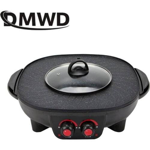DMWD Electric Grills Smokeless Barbecue BBQ Machine Household Baking Tray Home Roasted Korean Multi-function Indoor Hot Pot EU