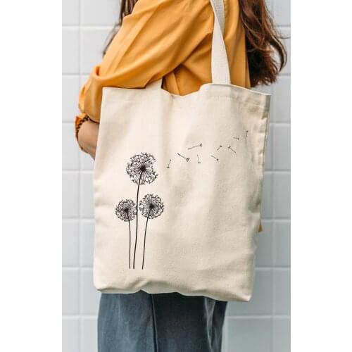Canvas Pollens Printed Cloth Bag Daily Casual Use Shoulder Strap Elegant Retro Fashion 2021