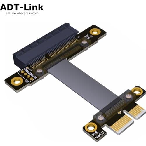 PCIe 3.0 x1 Male to x4 Female Extension Cable EMI Shielding 8G/bps PCI-E III 1x 4x Riser Card Extender Ribbon Cable ADT-link